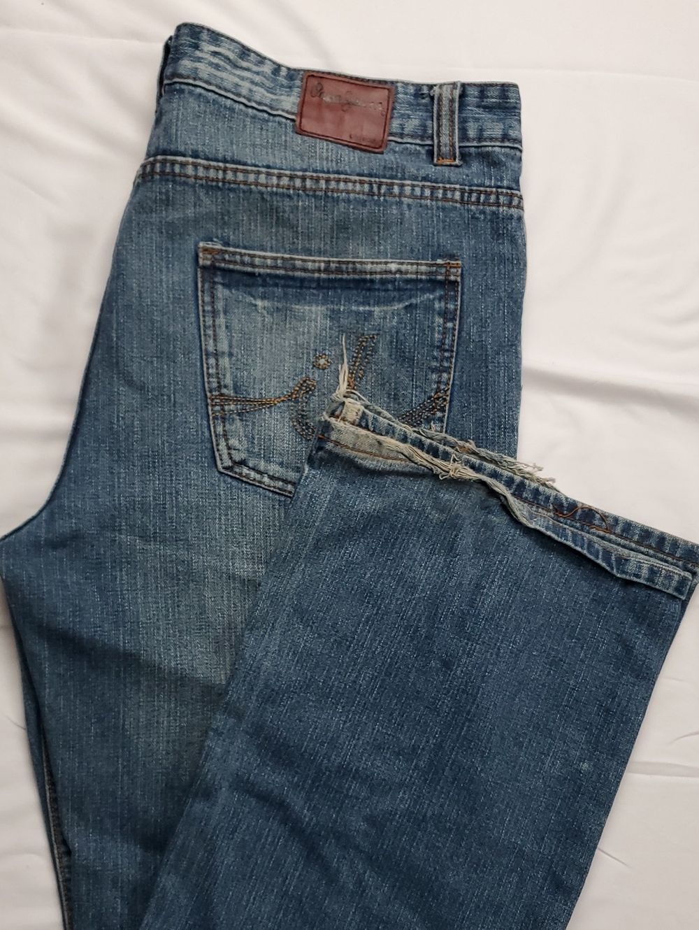 Vintage Y2K Pepe Jeans Men's 40x40 Baggy Straight Leg Distressed Skate Jeans